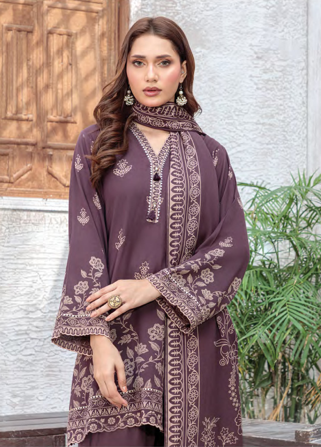 Lakhany Printed Pashmina Suits Unstitched 3 Piece