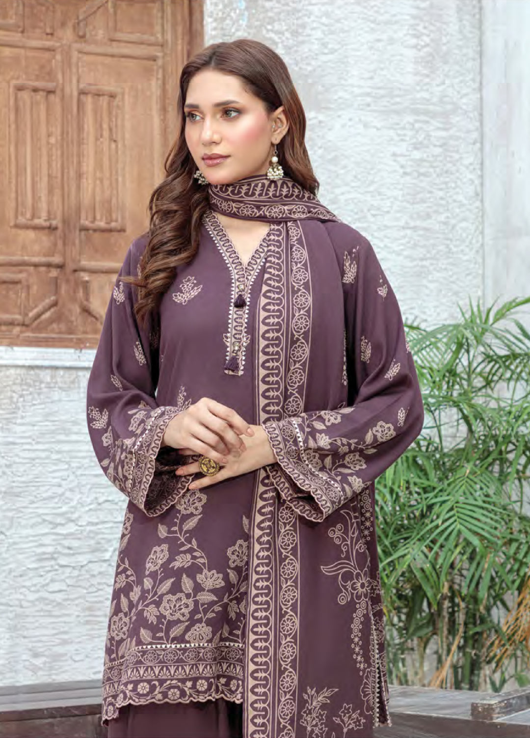 Lakhany Printed Pashmina Suits Unstitched 3 Piece