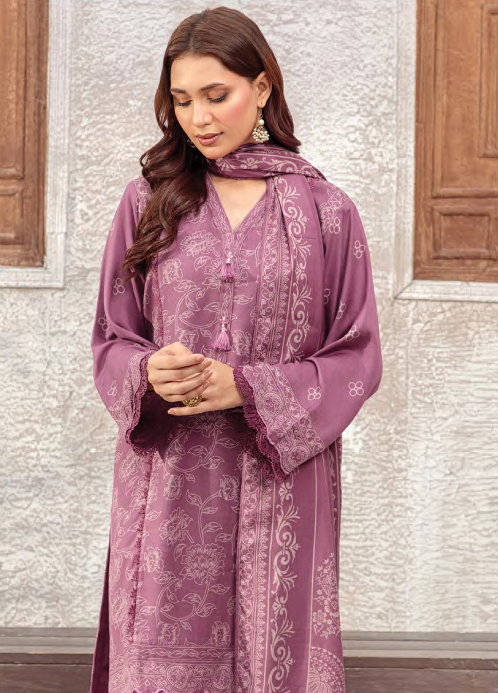 Lakhany Printed Pashmina Suits Stitched 3 Piece LSM25LP LG-RK-0091-C - Winter Collection
