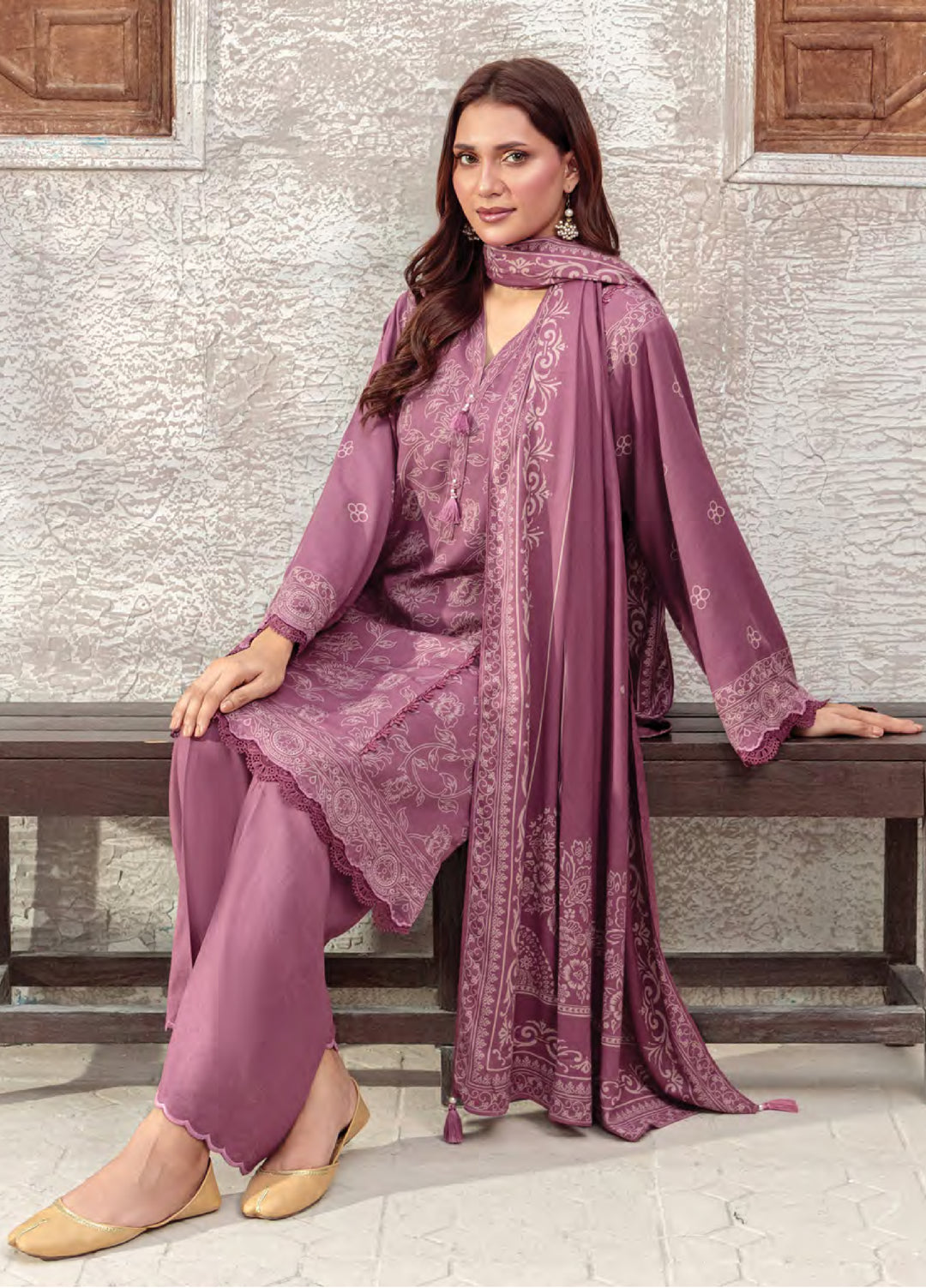 Lakhany Printed Pashmina Suits Stitched 3 Piece LSM25LP LG-RK-0091-C - Winter Collection