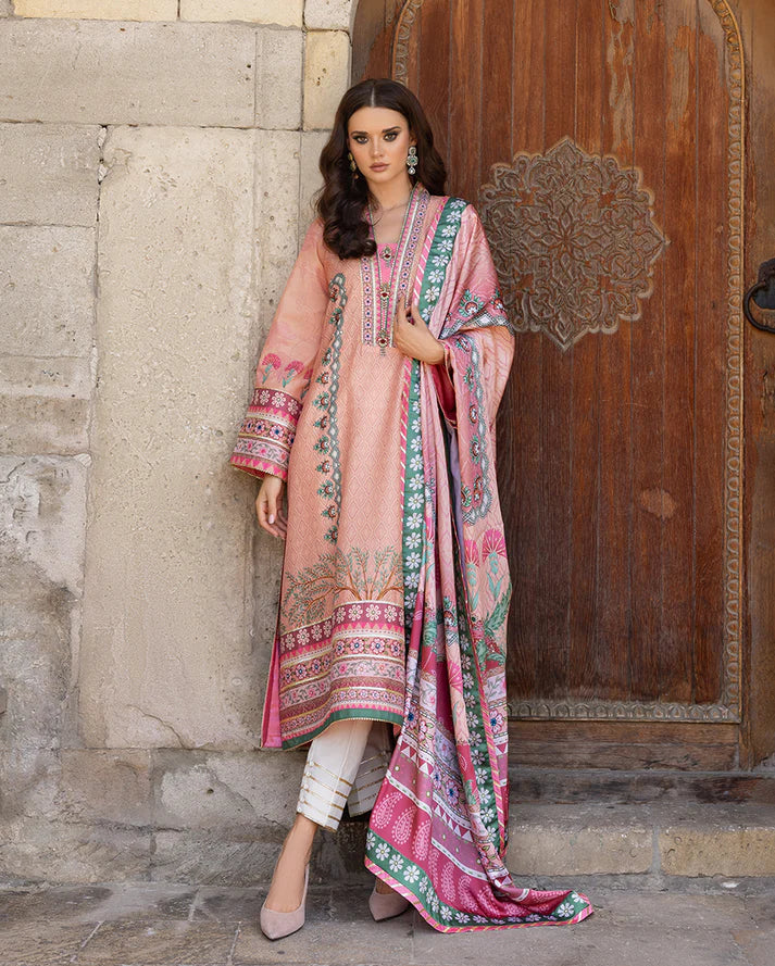 Mushq Hemline Echoes Of Serneity Stitched Festive Raw Silk Printed 3 Piece MQ25ES D-04 Pulsar Petal - Festive Collection