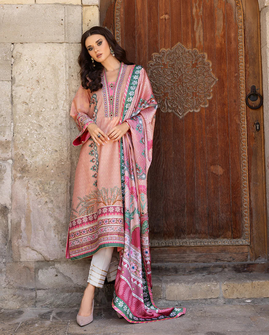 Mushq Hemline Echoes Of Serneity Stitched Festive Raw Silk Printed 3 Piece MQ25ES D-04 Pulsar Petal - Festive Collection