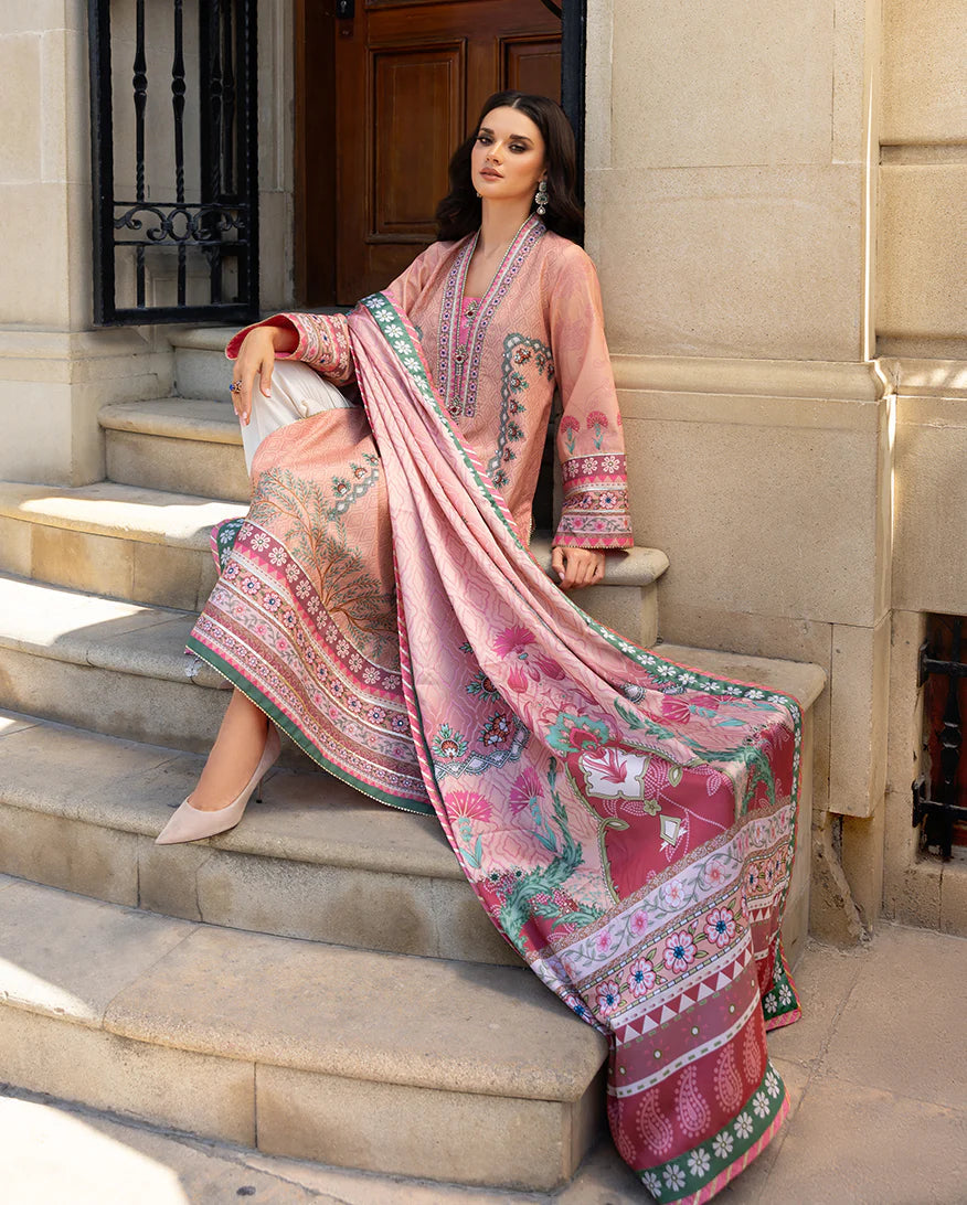 Mushq Hemline Echoes Of Serneity Stitched Festive Raw Silk Printed 3 Piece MQ25ES D-04 Pulsar Petal - Festive Collection