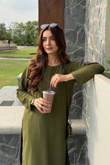 Green Georgette 2-Piece Kurti Set – Traditional Charm & Elegant Comfort