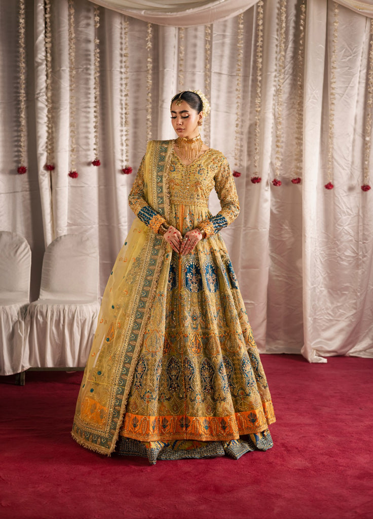 Jhil Mil by Maria Osama Khan Embroidered Organza Suits3 Piece MOK25JM Sunehri - Wedding Collection