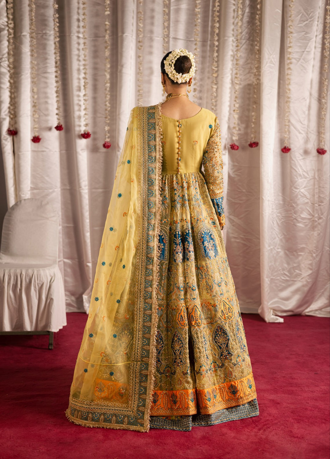 Jhil Mil by Maria Osama Khan Embroidered Organza Suits3 Piece MOK25JM Sunehri - Wedding Collection