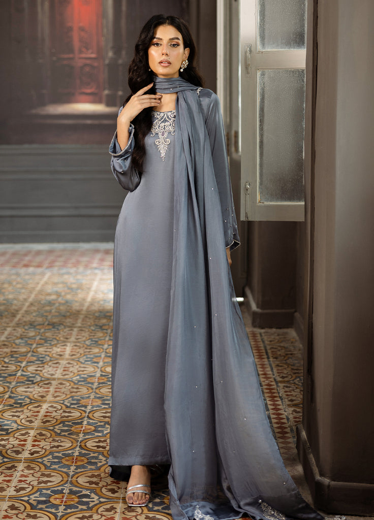 Elara by Mavie Women Pret Shamose Silk Slate