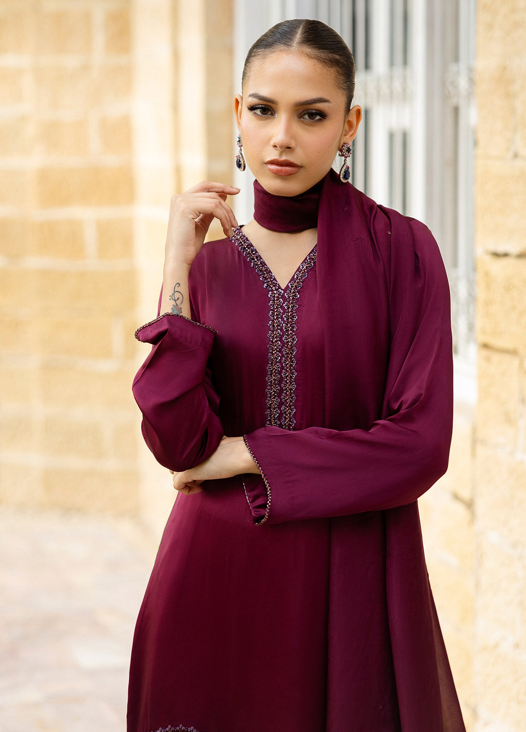 Elara by Mavie Women Pret Shamose Silk Vinya