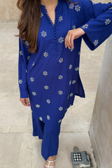Navy Blue 2-Piece Kurti Set – Elegant Sparkle & Sophisticated Charm