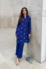 Navy Blue 2-Piece Kurti Set – Elegant Sparkle & Sophisticated Charm