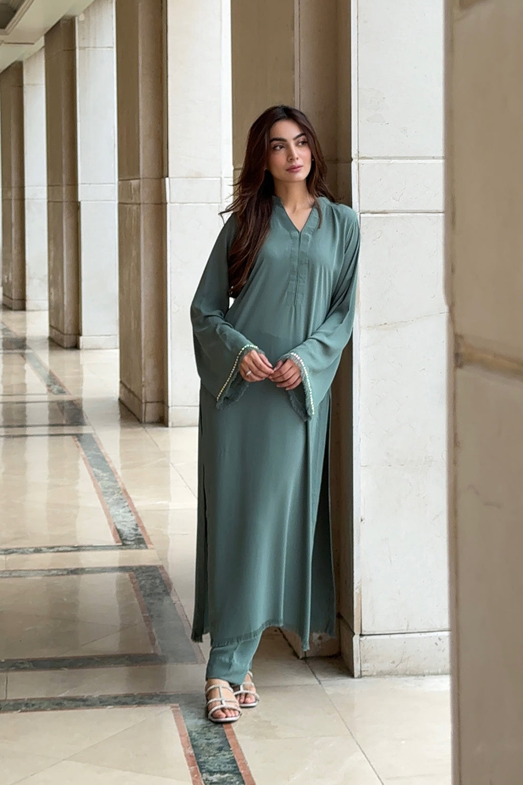 Cyan Blue 2-Piece Kurti Set – Modern Elegance & Everyday Comfort