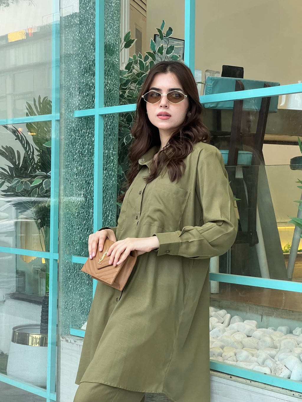 Olive Matcha 2-Piece Kurti Set – Breezy Comfort & Casual Elegance