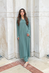 Cyan Blue 2-Piece Kurti Set – Modern Elegance & Everyday Comfort