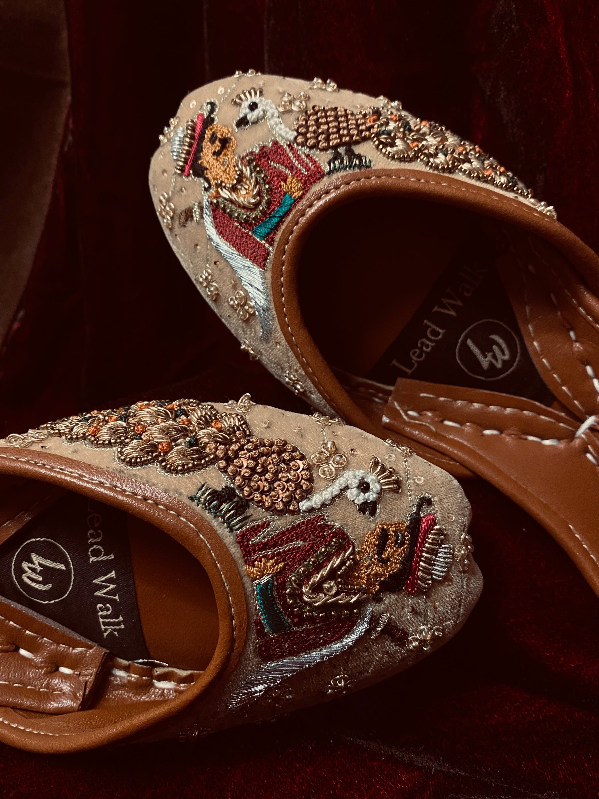 Mughlai Gold – Regal Embroidered Velvet Jutti