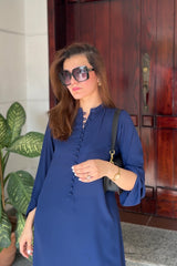 Elegant Midnight Blue 2-Piece Kurti Set – Timeless Everyday Wear
