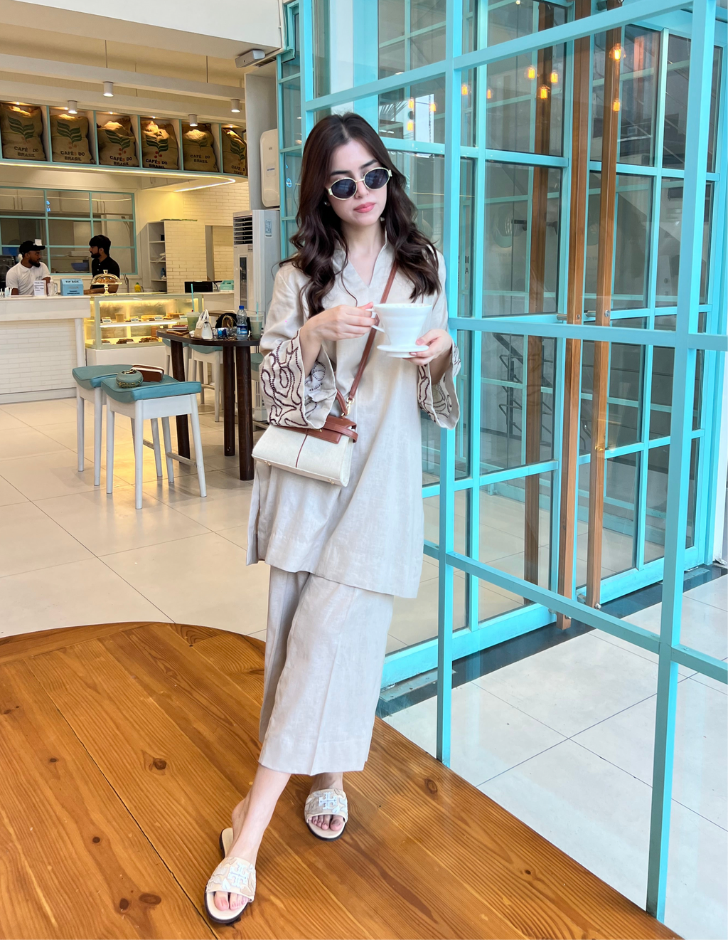 Oat Matcha 2-Piece Kurti Set – Light Comfort & Casual Elegance