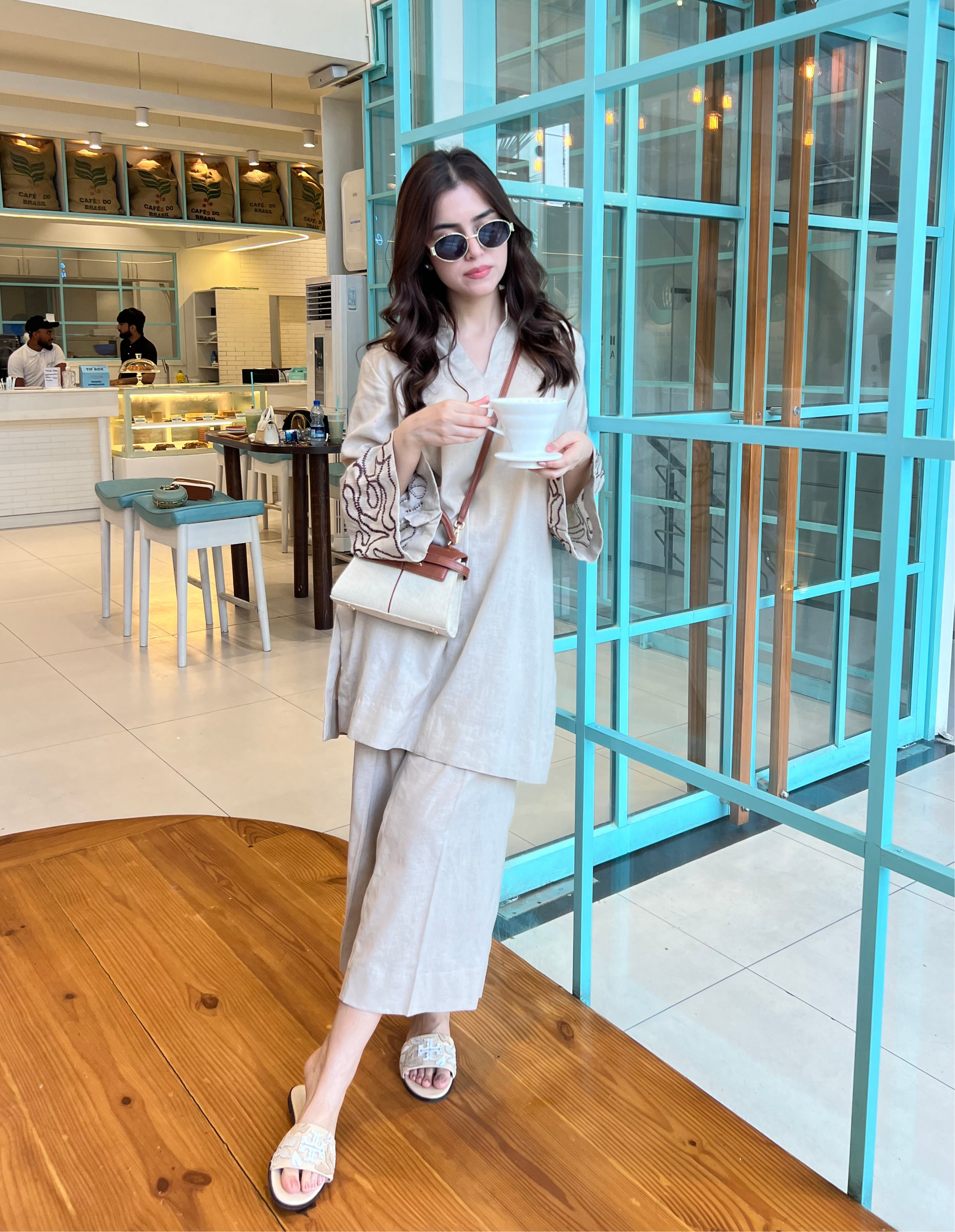 Oat Matcha 2-Piece Kurti Set – Light Comfort & Casual Elegance