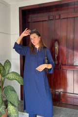 Elegant Midnight Blue 2-Piece Kurti Set – Timeless Everyday Wear