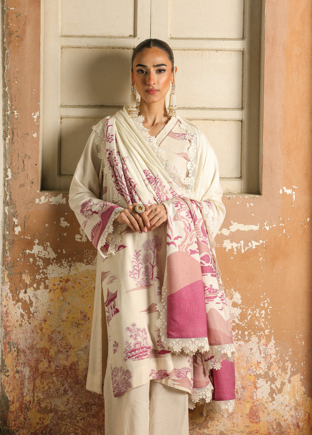 Sahar Printed Jacquard Suits 3 Piece AW2-25-12 Celeste bloom -