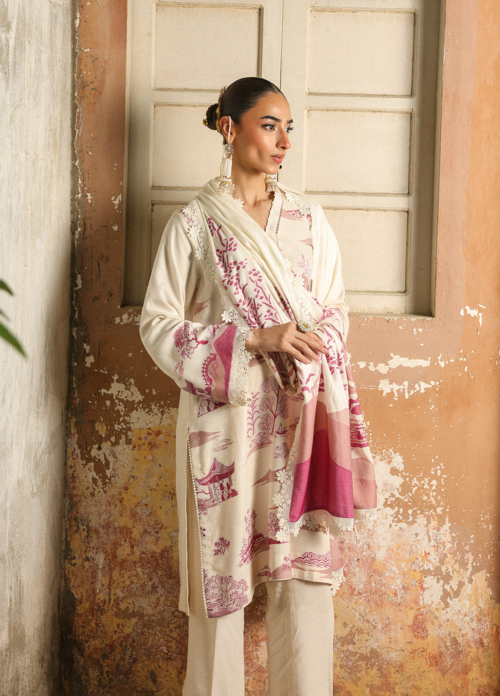 Sahar Printed Jacquard Suits 3 Piece AW2-25-12 Celeste bloom -
