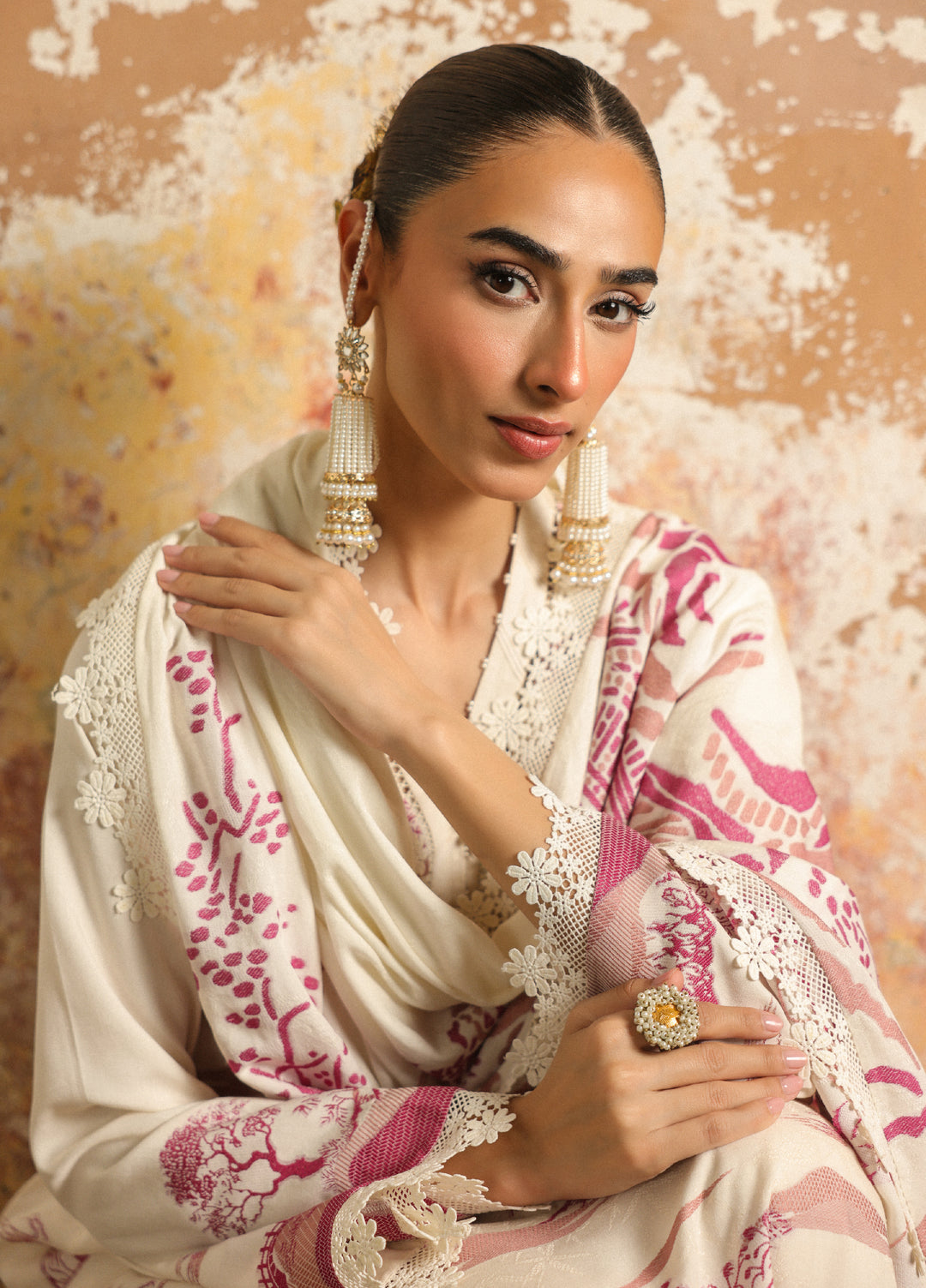 Sahar Printed Jacquard Suits 3 Piece AW2-25-12 Celeste bloom -