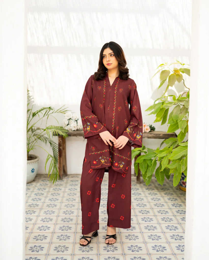 Zauk Women RTW 2 Piece Printed Poly Lawn Cherry Charm