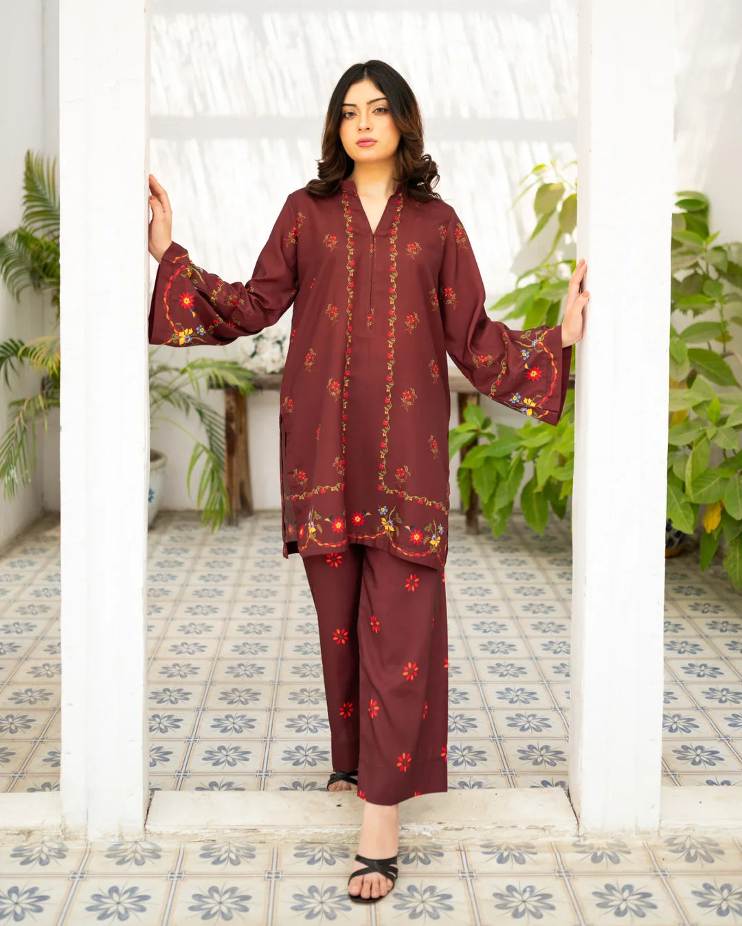 Zauk Women RTW 2 Piece Printed Poly Lawn Cherry Charm