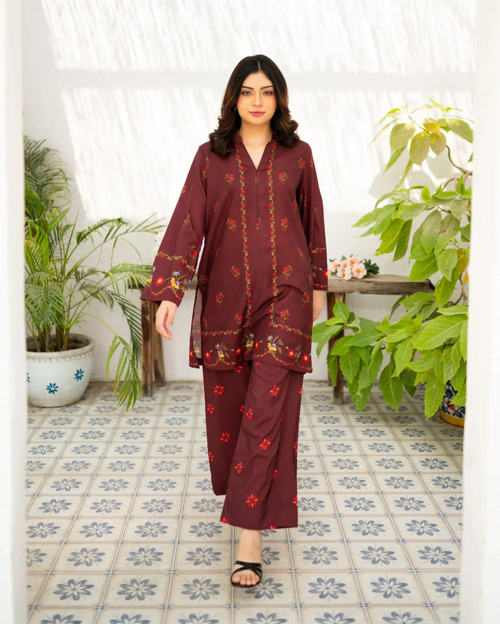 Zauk Women RTW 2 Piece Printed Poly Lawn Cherry Charm