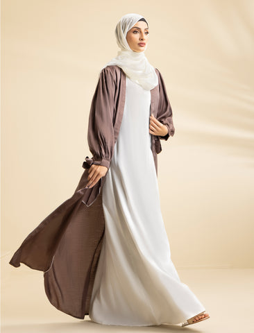 Amber Glow 3-Piece Lava Silk Abaya Set