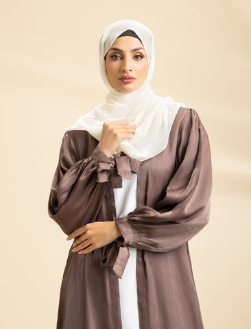 Amber Glow 3-Piece Lava Silk Abaya Set