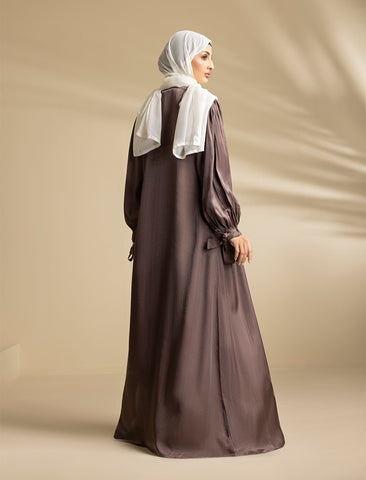 Amber Glow 3-Piece Lava Silk Abaya Set