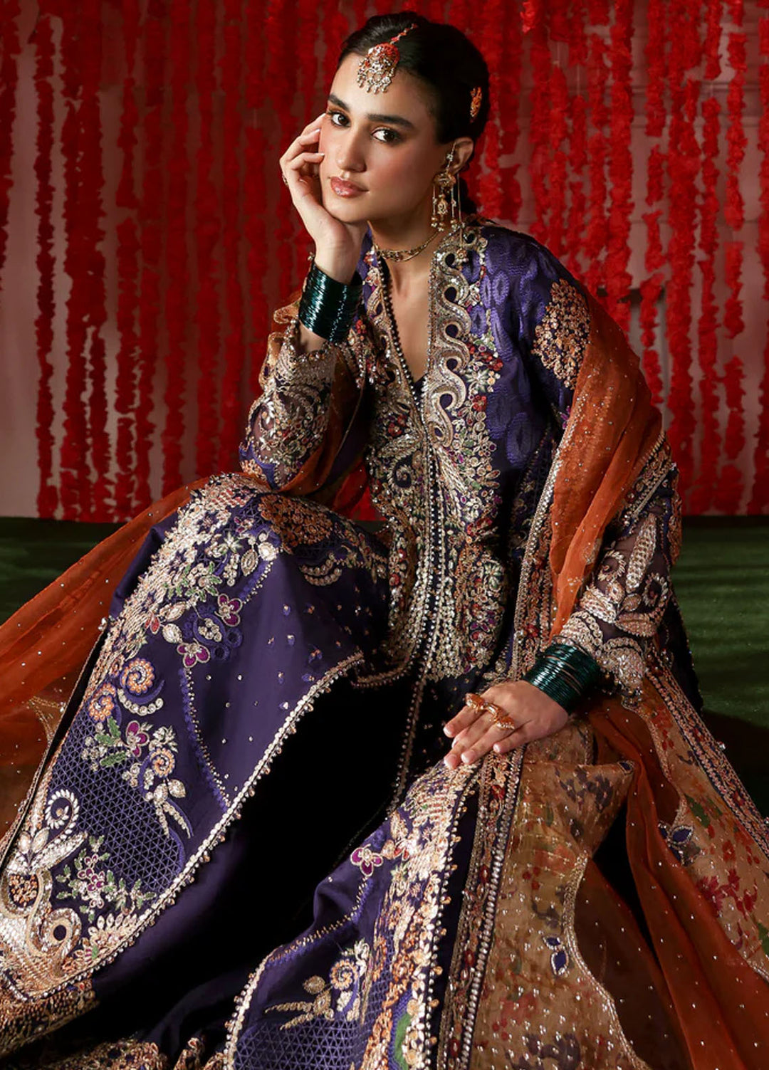 Afrozeh Embroidered Raw Silk Suits  3 Piece