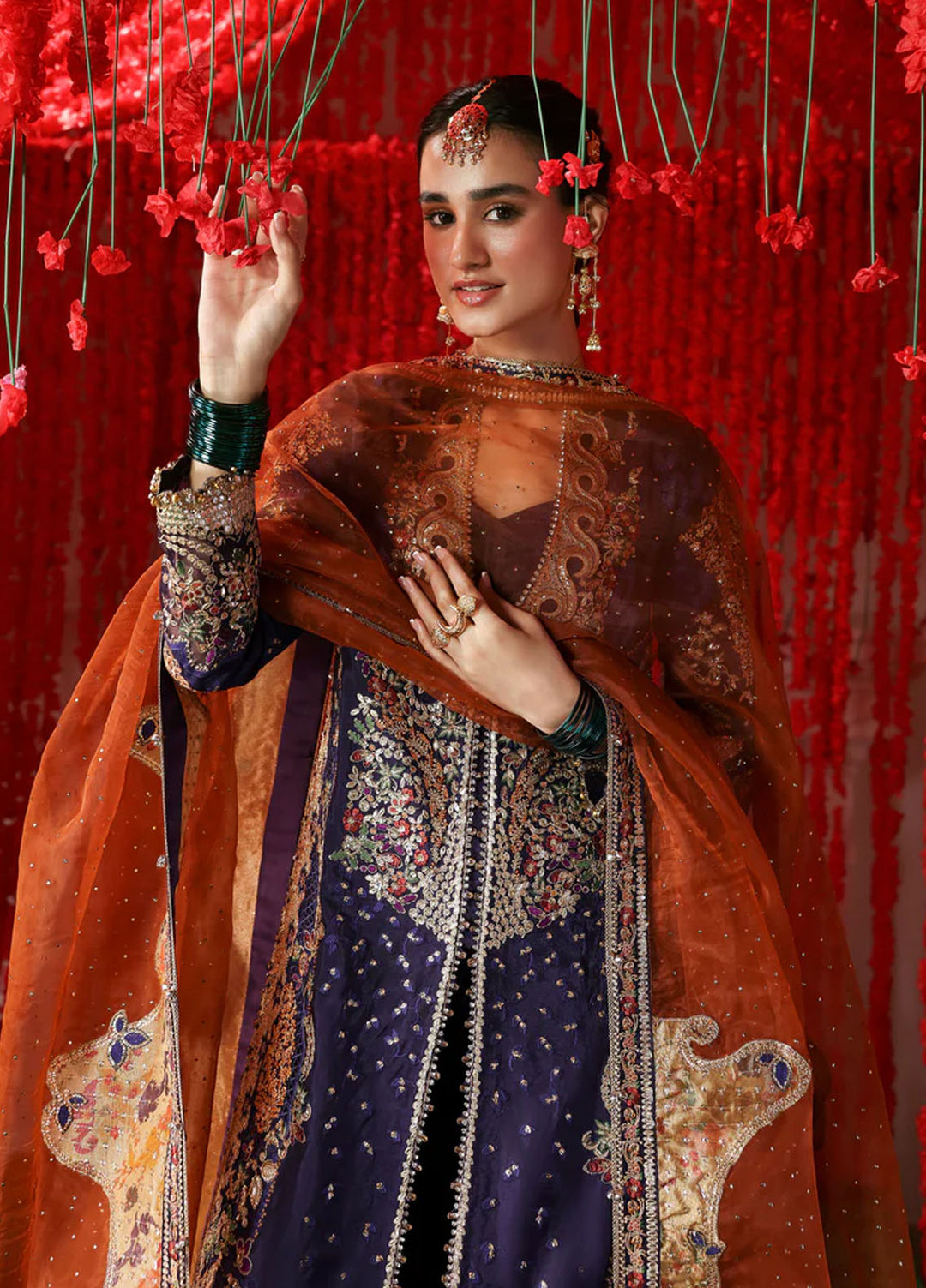 Afrozeh Embroidered Raw Silk Suits  3 Piece
