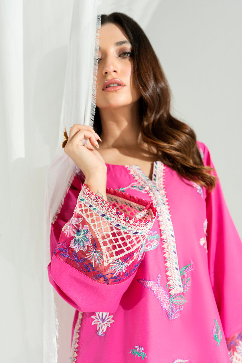 Vibrant Fuchsia Pink 2-Piece Embroidered Lawn Kurti Set – Effortless Summer Elegance