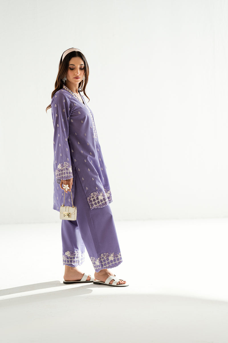 Lavender Blossom 2-Piece Embroidered Lawn Kurti Set – Effortless Summer Elegance