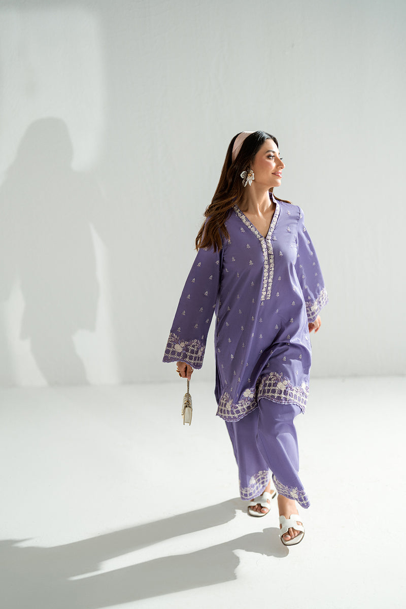 Lavender Blossom 2-Piece Embroidered Lawn Kurti Set – Effortless Summer Elegance
