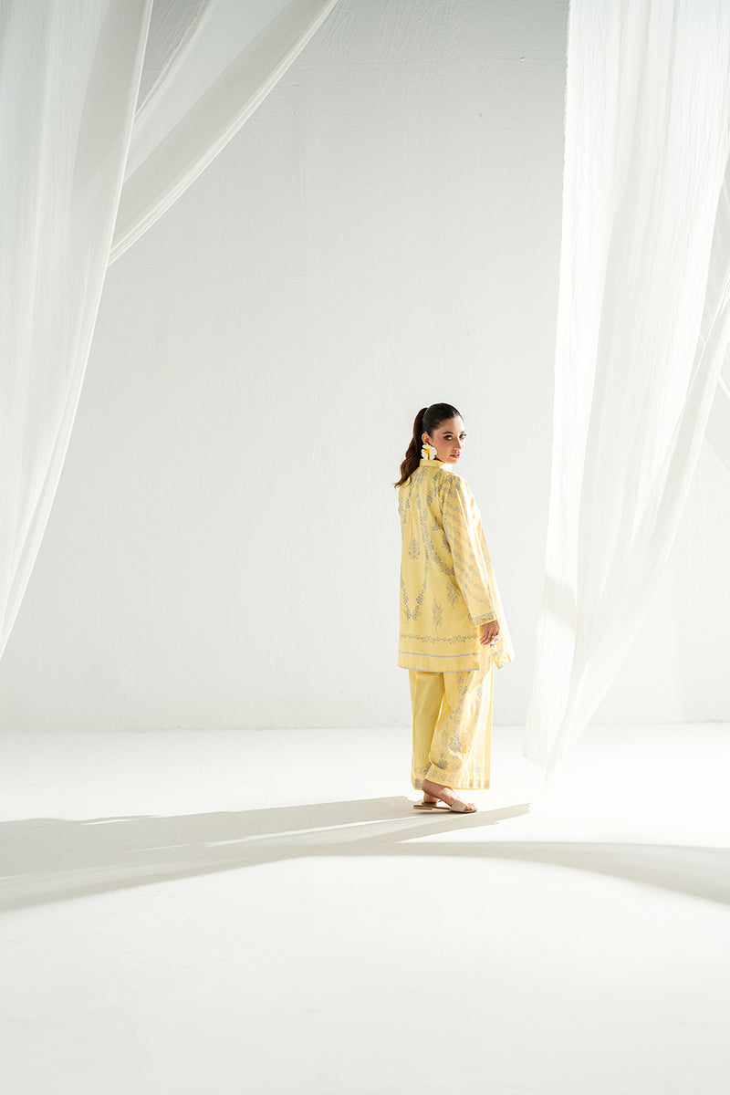 Pastel Yellow 2-Piece Kurti Set – Radiant Summer Elegance