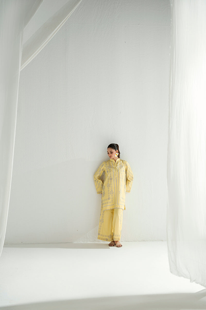 Pastel Yellow 2-Piece Kurti Set – Radiant Summer Elegance