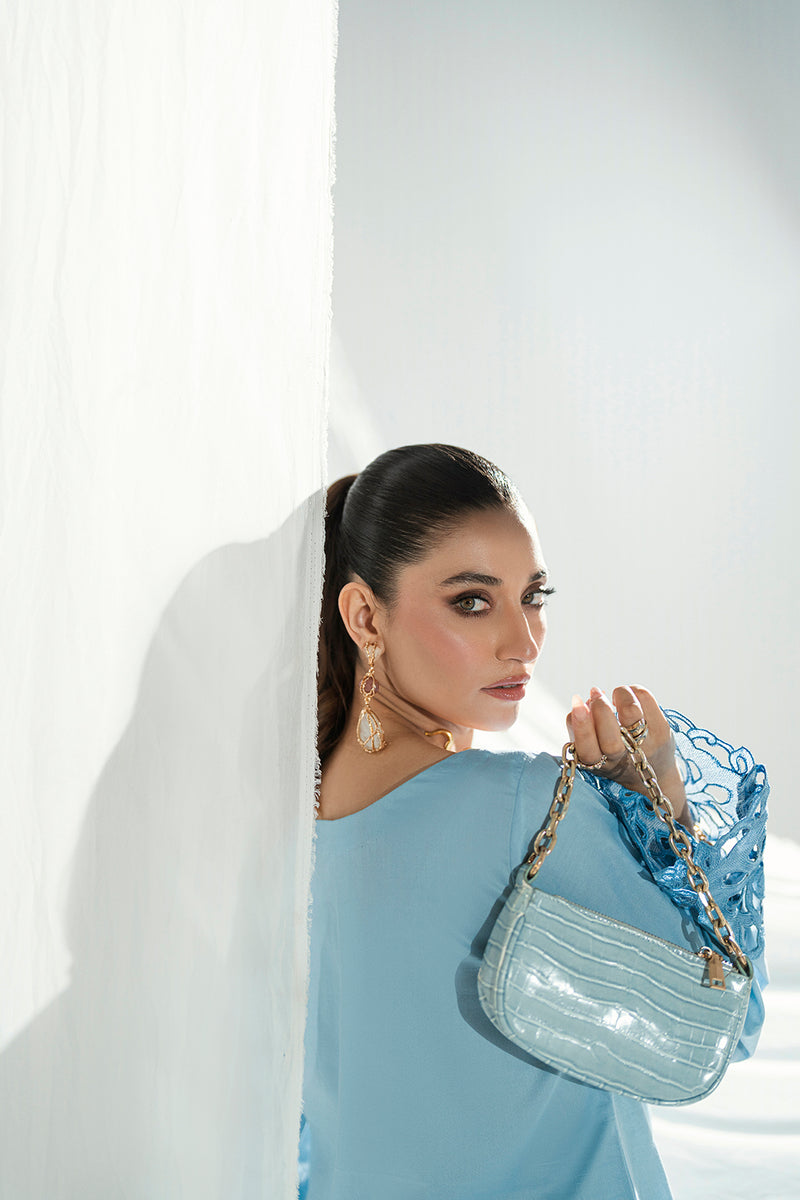 Blue 2-Piece Embroidered Lawn Kurti Set – Effortless Elegance