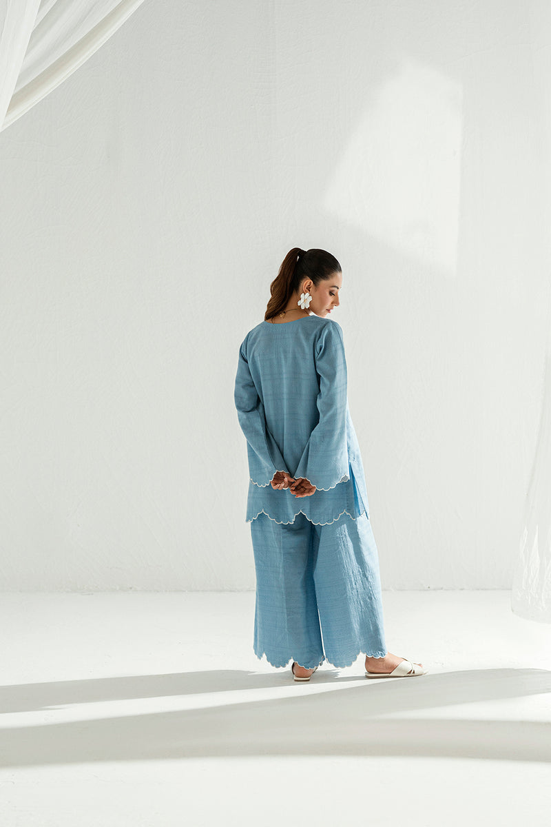 Soft Blue 2-Piece Embroidered Lawn Kurti Set – Effortless Summer Elegance