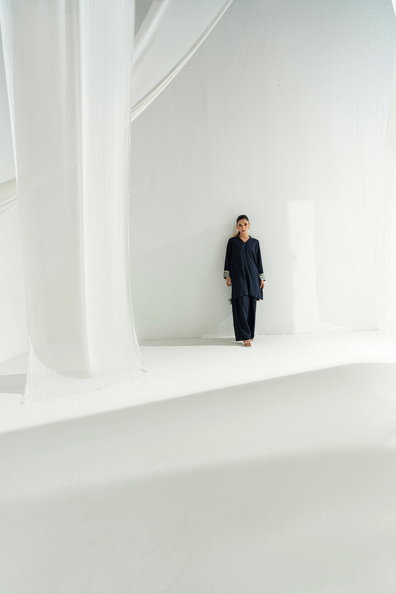 Blue 2-Piece Kurti Set – Delicate Embroidery & Breezy Elegance