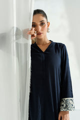 Blue 2-Piece Kurti Set – Delicate Embroidery & Breezy Elegance