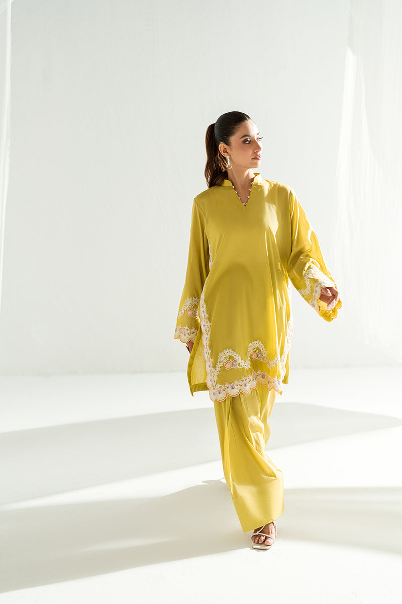 Soft Lime 2-Piece Embroidered Lawn Kurti Set – Effortless Elegance