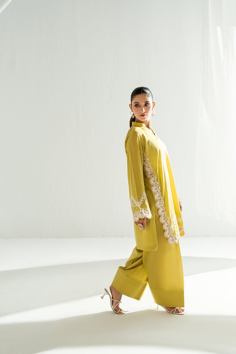 Soft Lime 2-Piece Embroidered Lawn Kurti Set – Effortless Elegance