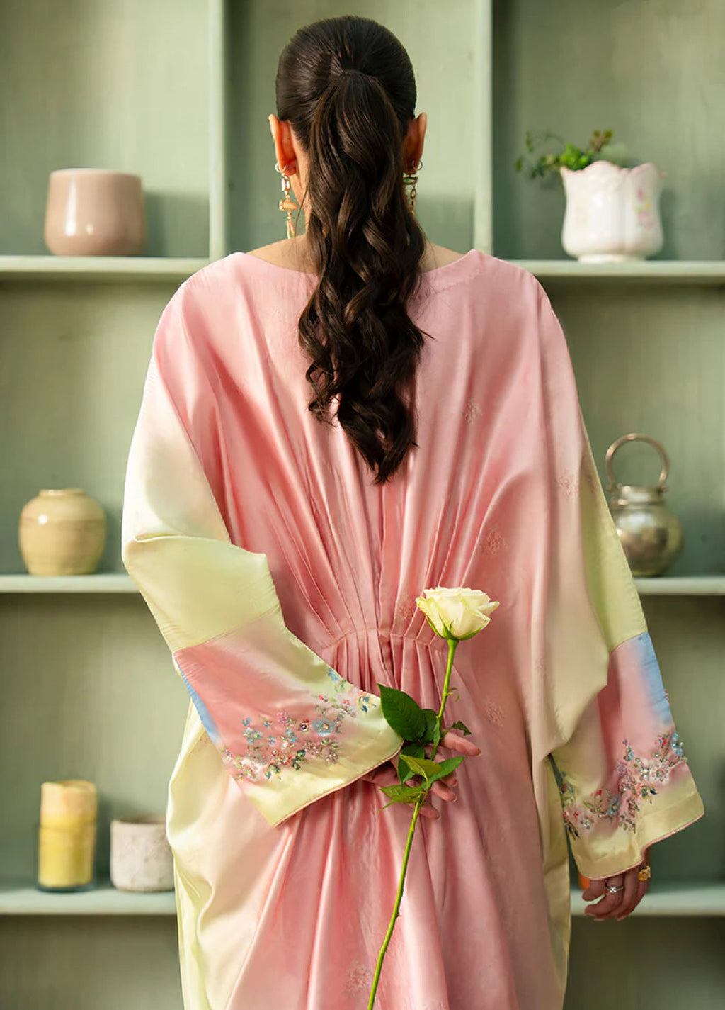 Celeste by Imrozia Pret Hand work Shamooz Silk Kaftaan