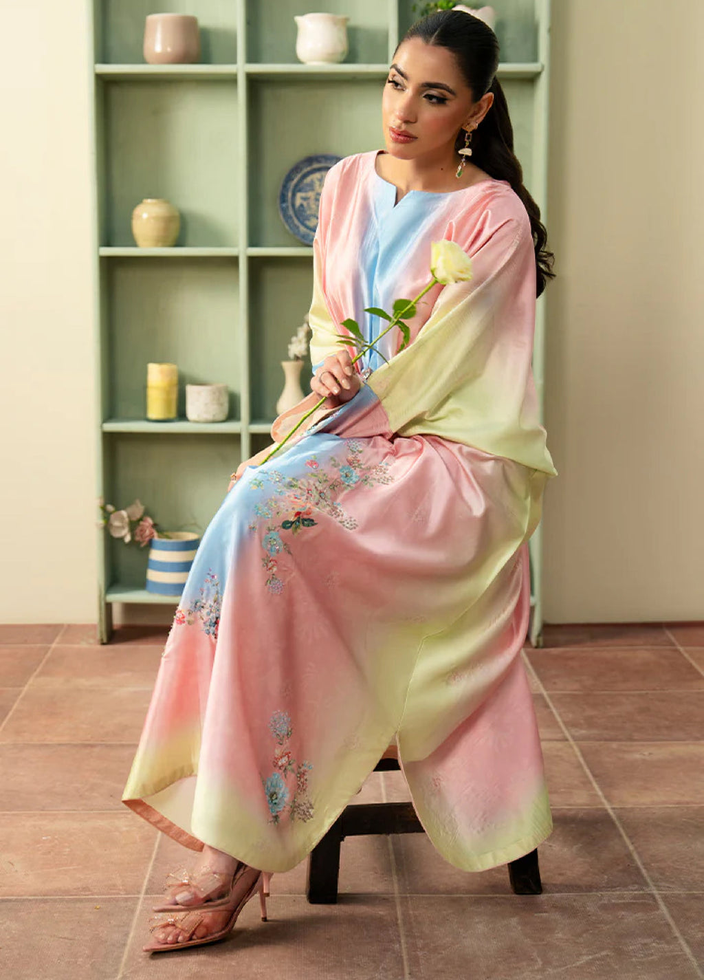 Celeste by Imrozia Pret Hand work Shamooz Silk Kaftaan
