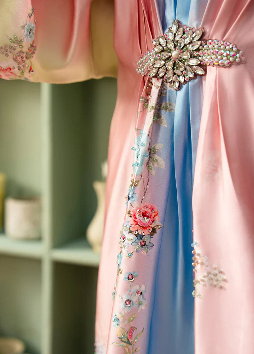 Celeste by Imrozia Pret Hand work Shamooz Silk Kaftaan