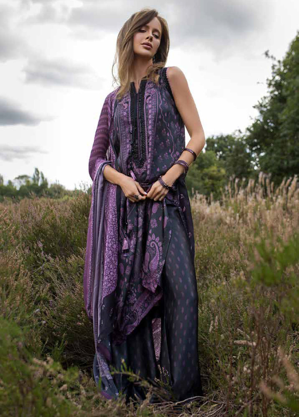 Sobia Nazir Satin  Printed 3 Piece Suits SN25SF D-08