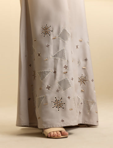Ember Cream Geometric Embroidered Abaya
