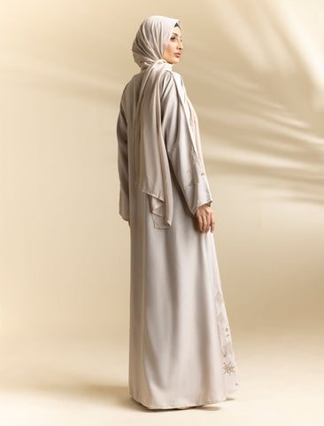 Ember Cream Geometric Embroidered Abaya